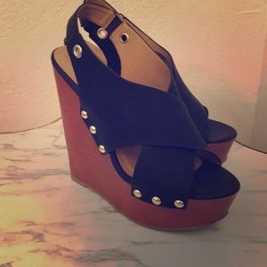 Charlotte Russe black studded wedges
